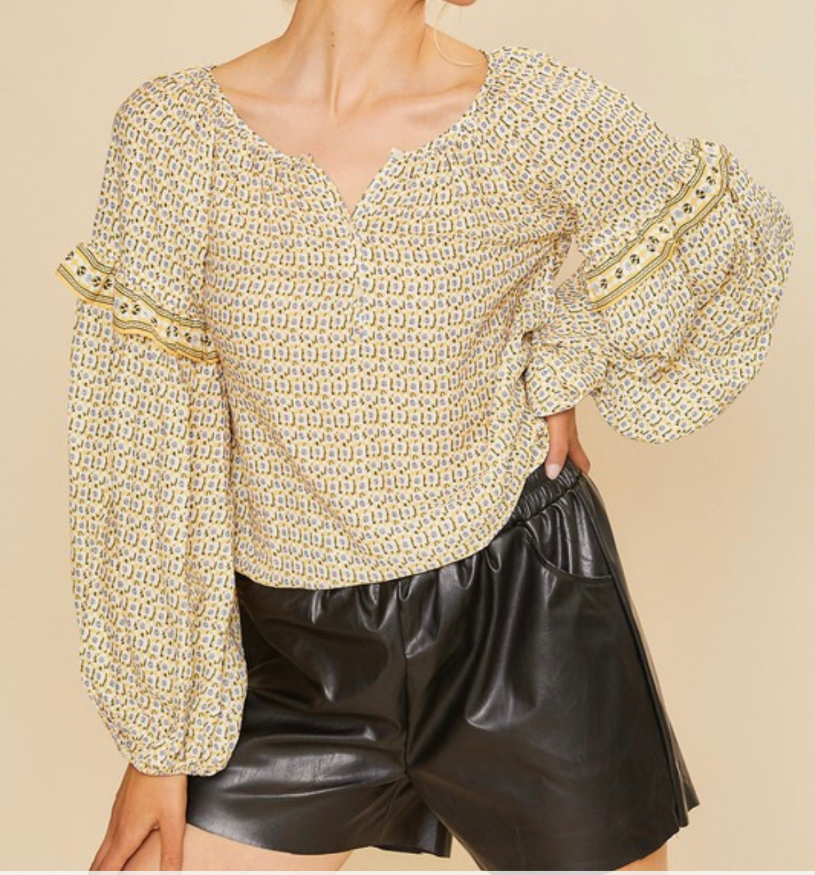 Printed Ruffled Top