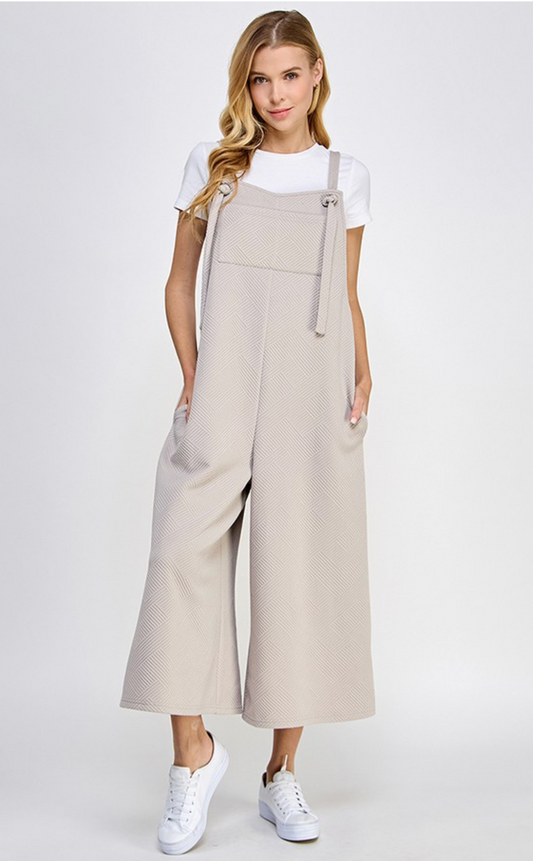Oatmeal Cropped Overall Pants