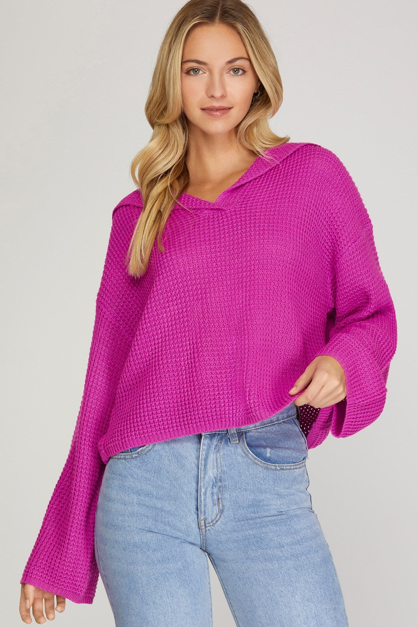 Hot Pink Collared Sweater