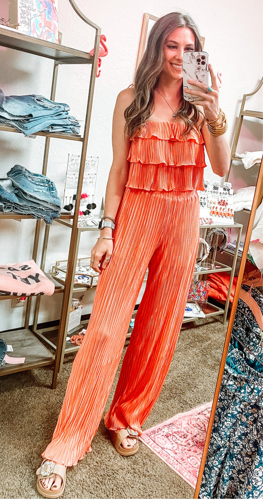 Coral Pleated Pants