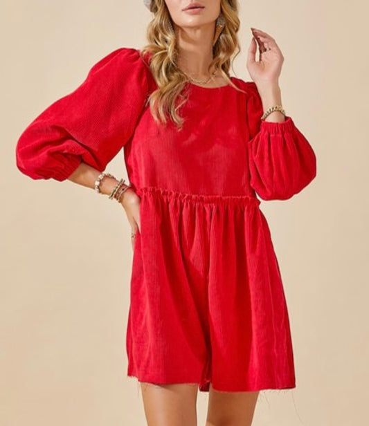 Red Corduroy Romper