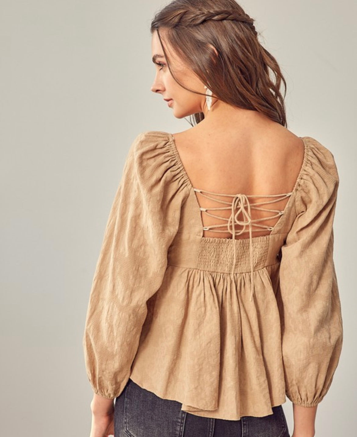 Taupe Detailed Top