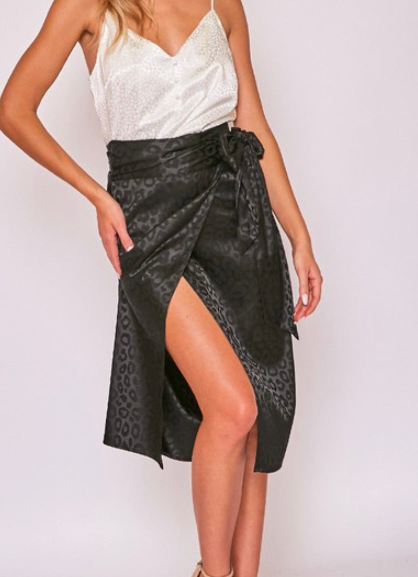 Animal Print Wrap Skirt